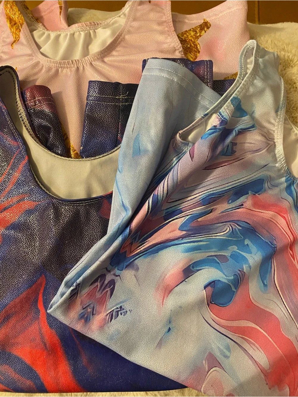 Amazon Kids Dance Leotard Romper Pack - Blue, Navy, Pink with Gold